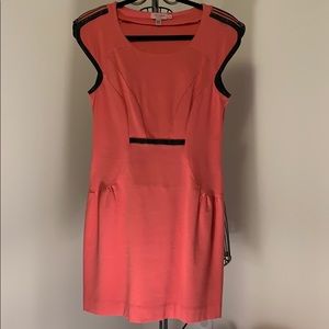 Ted Baker y2k Leather trim dress sz 2 coral color
